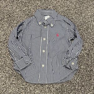 Ralph Lauren Blue and White Striped Kids Button Down Shirt
